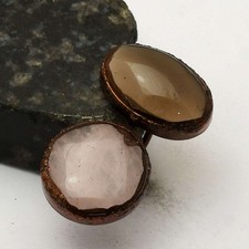 Joia anel étnico quartzo esfumaçado quartzo rosa pedra preciosa tamanho EUA - 5,75 AR 49971 comprar usado  Enviando para Brazil