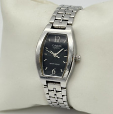 Relógio feminino CASIO tom prata, mostrador preto pulseira de aço clássico 22mm LTP-1254 comprar usado  Enviando para Brazil