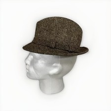 Chapéu de tweed vintage Stetson Fedora equalizador marrom tamanho pequeno  comprar usado  Enviando para Brazil