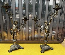 Coppia candelabri angeli usato  Torino