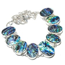 Colar de pedra preciosa oval concha Abalone corrente ajustável joias delicadas 18" DN 6633 comprar usado  Enviando para Brazil