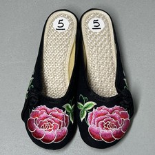 Chinelos femininos chineses bordados primavera rosa feminino tamanho 5 dança liso comprar usado  Enviando para Brazil