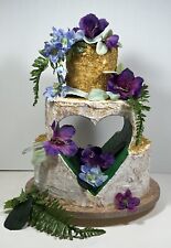 Bolo de casamento falso 3 camadas com recorte de coração 12” base de madeira 4, 8, 10 polegadas camadas, usado comprar usado  Enviando para Brazil