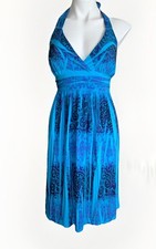 Vestido curto tabu feminino vintage anos 90 2X azul roxo halter gola V slinky EUA, usado comprar usado  Enviando para Brazil