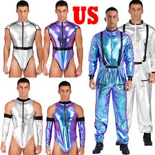 Fantasia masculina metálica brilhante astronauta role play roupa espacial macacão festa, usado comprar usado  Enviando para Brazil