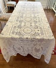 Toalha de mesa banquete feita à mão agulha renda 162” X 66” branca vintage linda comprar usado  Enviando para Brazil