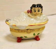 Usado, Caixa de bugigangas articulada de porcelana BETTY BOOP banho de espuma feriado 1999 King Features  comprar usado  Enviando para Brazil