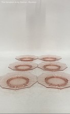 Lote de 6 pratos decorativos para salada de vidro rosa com pés decágonos para casa comprar usado  Enviando para Brazil