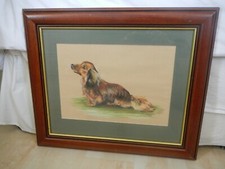 Desenho original a carvão de um cão Dachshund de pêlo longo por M.c Jarratt - 1959, usado comprar usado  Enviando para Brazil