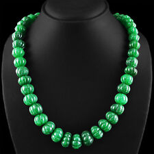 COLAR DE CONTAS DE ESMERALDA VERDE RICA ESCULPIDA EM FORMA REDONDA EXTRAÍDA TERRA 767,55 CTS (RS) comprar usado  Enviando para Brazil