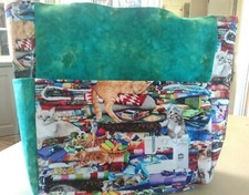 Máquina de costura gatinhos gatos colchas tecido sala bolsa/bolsa de projeto feita à mão 12x12, usado comprar usado  Enviando para Brazil