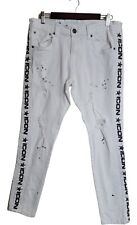 Jeans masculino rebite de cobre tamanho 32x30 ícone branco hip hop denim pintura urbana respingo comprar usado  Enviando para Brazil