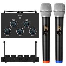 (K205) Microfone sem fio sistema mixer de karaokê, microfone portátil sem fio duplo UHF… comprar usado  Enviando para Brazil