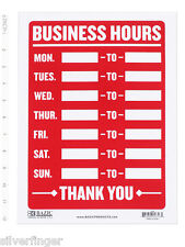 Business hours sign for sale  Santa Monica
