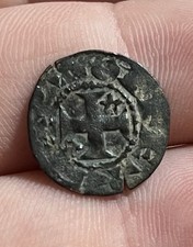 Moneda Antigua Cruz Templaria Cruzados Billón Plata Español Medieval Comedor Años 1100 segunda mano  Embacar hacia Mexico