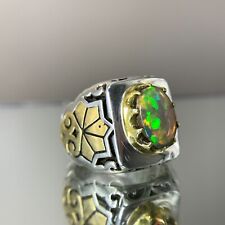 Pente de mel natural opala fogo completo feito à mão prata e anel de bronze comprar usado  Enviando para Brazil