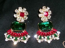Rhinestone christmas earrings for sale  Oakboro