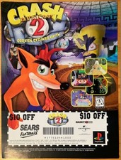 1997 Crash Bandicoot 2 Sears Playstation PS1 Impressão Anúncio/Pôster Arte Promocional comprar usado  Enviando para Brazil