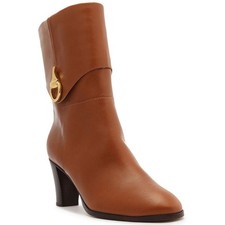 Usado, Botas de tornozelo femininas Arezzo couro marrom 9,5 médias (B,M) BHFO 0945 comprar usado  Enviando para Brazil