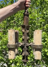 RARO Antigo Gótico Ferro Forjado 4 Braços Candelabro Lâmpada Arquitetônica, usado comprar usado  Enviando para Brazil