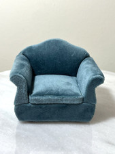 Poltrona miniatura de veludo azul-petróleo para casa de bonecas móveis para sala de estar 1:12 comprar usado  Enviando para Brazil