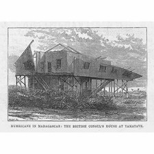 MADAGASCAR Furacão Danificado Casa do Cônsul Britânico em Tamatave - Estampa Antiga 1888 comprar usado  Enviando para Brazil