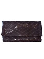 Bolsa de Embreagem Envelope Preta Chevron Lantejoulas Alça Acessível Bolsa de Noite Formal, usado comprar usado  Enviando para Brazil