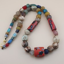 Colar de contas de pedra vintage mix asiático africano vidro e madeira Pumtek Pyu, usado comprar usado  Enviando para Brazil