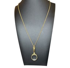 Antigo 1928 Lupa Espelho de Mão Colar Pingente Tom Dourado 30” Vitoriano comprar usado  Enviando para Brazil