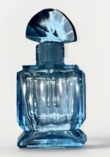 Frasco de perfume de vidro corte azul Art Deco miniatura com rolha e Dauber comprar usado  Enviando para Brazil