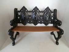 Banco vitoriano vintage 1988 BURWOOD plástico preto e marrom para bonecas e ursos comprar usado  Enviando para Brazil