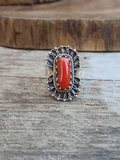 Anillo de Coral Rojo Plata de Ley 925 Hecho a Mano Anillo de Piedras Preciosas Anillo de Boda Vintage, usado segunda mano  Embacar hacia Argentina