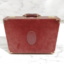 Bolsa de mão Must de Cartier autêntica vintage pasta bordô vermelha porta-malas dourada comprar usado  Enviando para Brazil