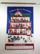 Calendario de Adviento Feliz Navidad Vintage A Beary Colgante en la Pared Artesanal Panel de Tela segunda mano  Embacar hacia Mexico