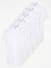 Pacote com 5 camisas escolares masculinas de manga curta brancas idade 3-19 uniforme escolar comprar usado  Enviando para Brazil