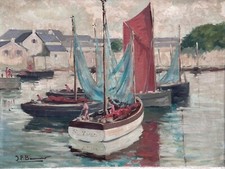 Antique painting seascape d'occasion  Expédié en Belgium