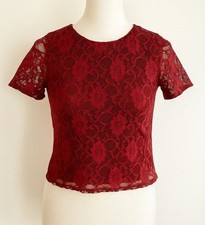 Używany, Elegancka koronkowa bluzka 👚 bordo czerwień r 36 S na sprzedaż  PL