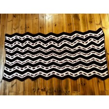 Vintage Crochê Afegão Lance. Parte de trás do sofá/fim da cama. Longo Marrom Chevron 103x48", usado comprar usado  Enviando para Brazil