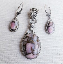 Brincos pingente de prata esterlina Sarda Bali feitos à mão opala rosa em matriz de bronze comprar usado  Enviando para Brazil