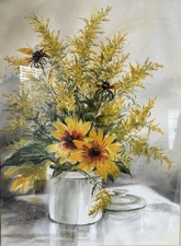 Watercolor bouquet sunflowers for sale  Kent