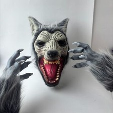 Usado, Cosplay Lobisomem Lobo Homem Máscara Completa Garra Patas Luvas Animais Halloween Máscara Prop comprar usado  Enviando para Brazil