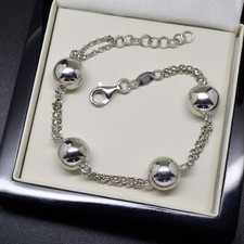 Pulseira italiana de prata esterlina 925 DYADEMA BALL BEAD CHAIN presente para ela comprar usado  Enviando para Brazil