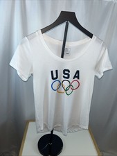 Vestuário de equipe/equipe olímpica dos Estados Unidos XS camiseta branca gráfica EUA esportes comprar usado  Enviando para Brazil