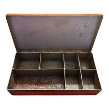 Caixa de metal vintage 7 compartimentos pátina vermelha organizador rústico pesado comprar usado  Enviando para Brazil