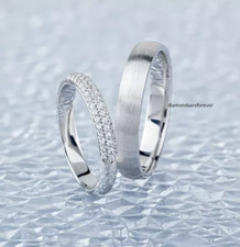 Conjunto de aliança de casamento casal diamante branco 0,35 CT criado em laboratório conjunto em prata 925 comprar usado  Enviando para Brazil