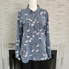Blusa Tommy Hilfiger listrada floral botão frontal manga longa roll-tab grande NOVA comprar usado  Enviando para Brazil