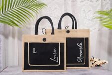 Bolsa de estopa com nome de dama de honra personalizada, bolsa de juta personalizada, presente de festa de aniversário, usado comprar usado  Enviando para Brazil