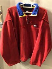 Jaqueta Tommy Hilfiger Vintage Anos 90 Lã Vermelha 1/4 Zíper Bandeira Vermelha GG comprar usado  Enviando para Brazil