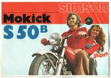 Reklame Prospekt Moped Simson Mokick S 50 B 1974 Suhl DDR (179) comprar usado  Enviando para Brazil