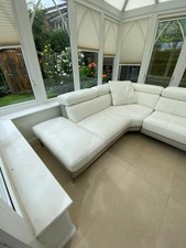 Cream leather corner for sale  STOCKPORT